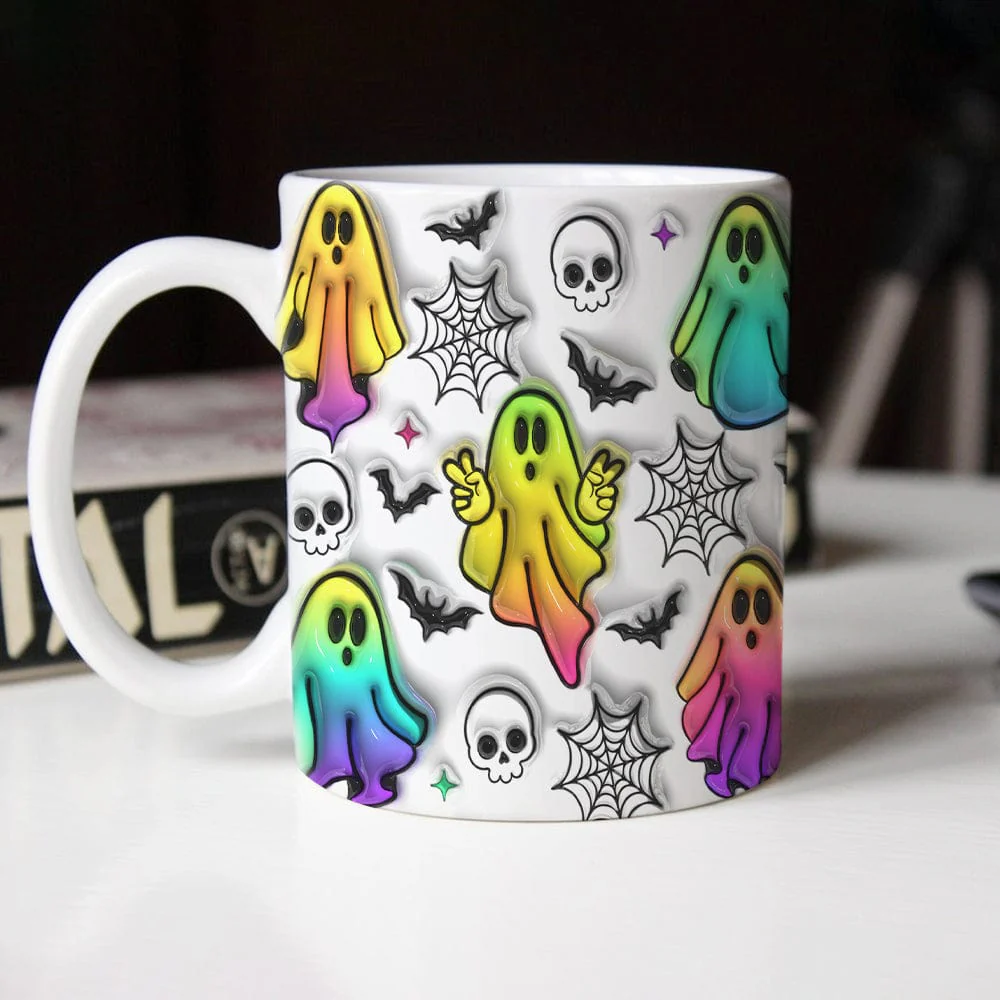 Skull Bat And Spooky Vibes Halloween Personalized Gift Mug HO82 891340 - Image 3