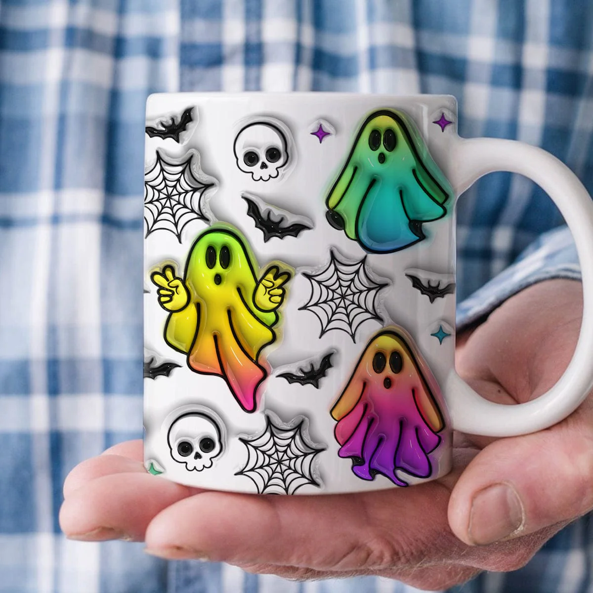 Skull Bat And Spooky Vibes Halloween Personalized Gift Mug HO82 891340 - Image 4