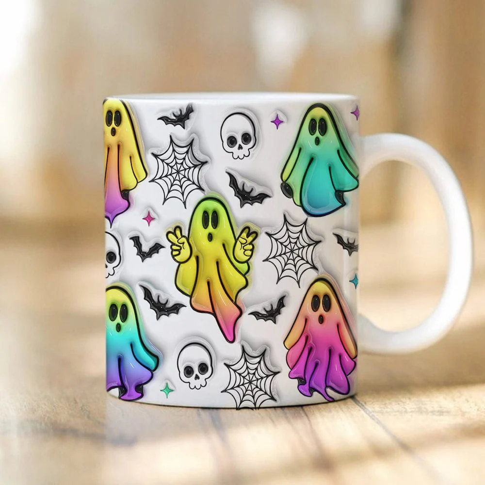 Skull Bat And Spooky Vibes Halloween Personalized Gift Mug HO82 891340 - Image 5