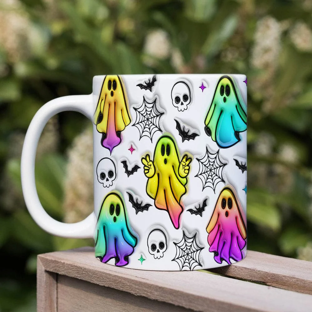 Skull Bat And Spooky Vibes Halloween Personalized Gift Mug HO82 891340 - Image 6