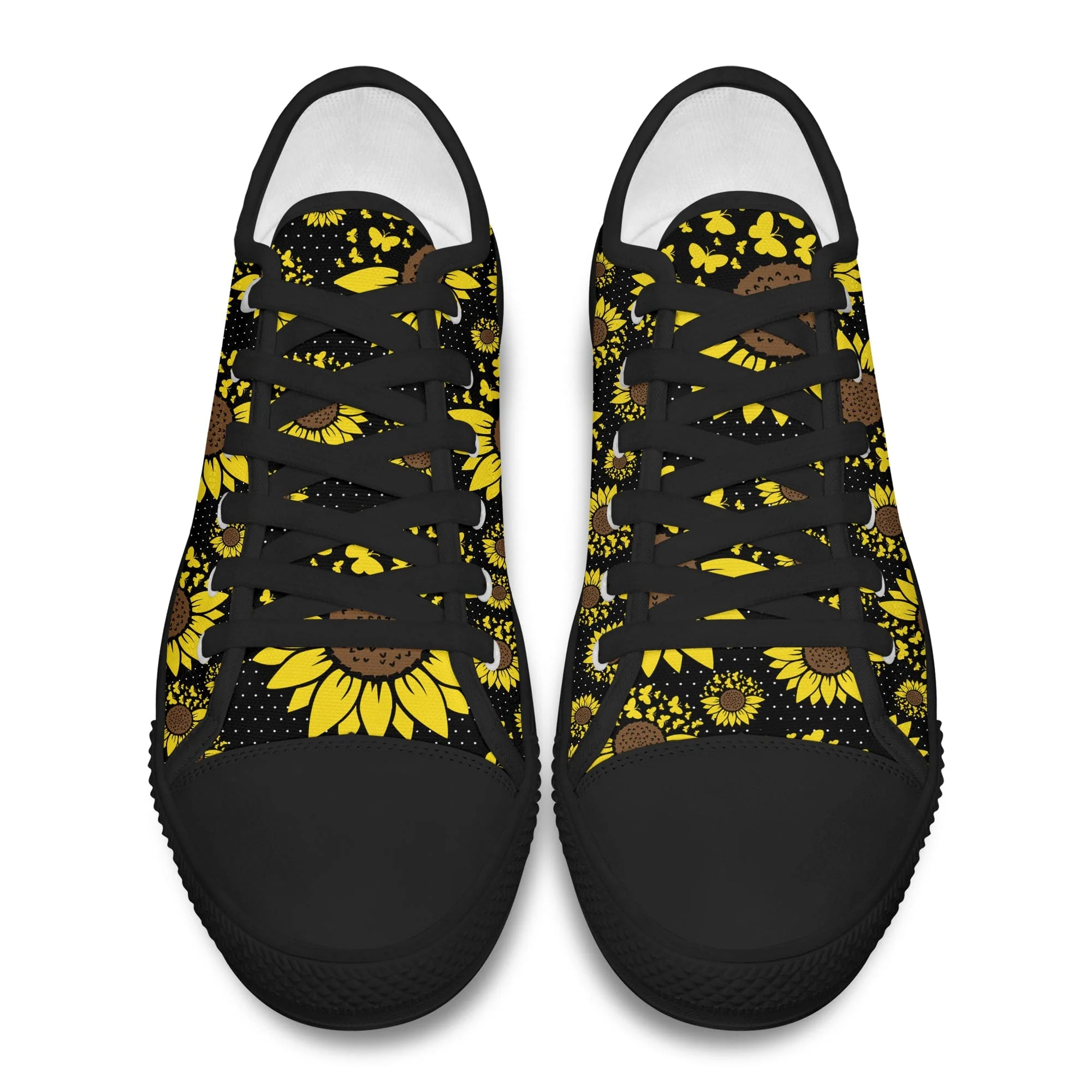 Sunflower With Butterflies Black Sole Canvas Shoes Personalized Gift T368 889558 - Image 3