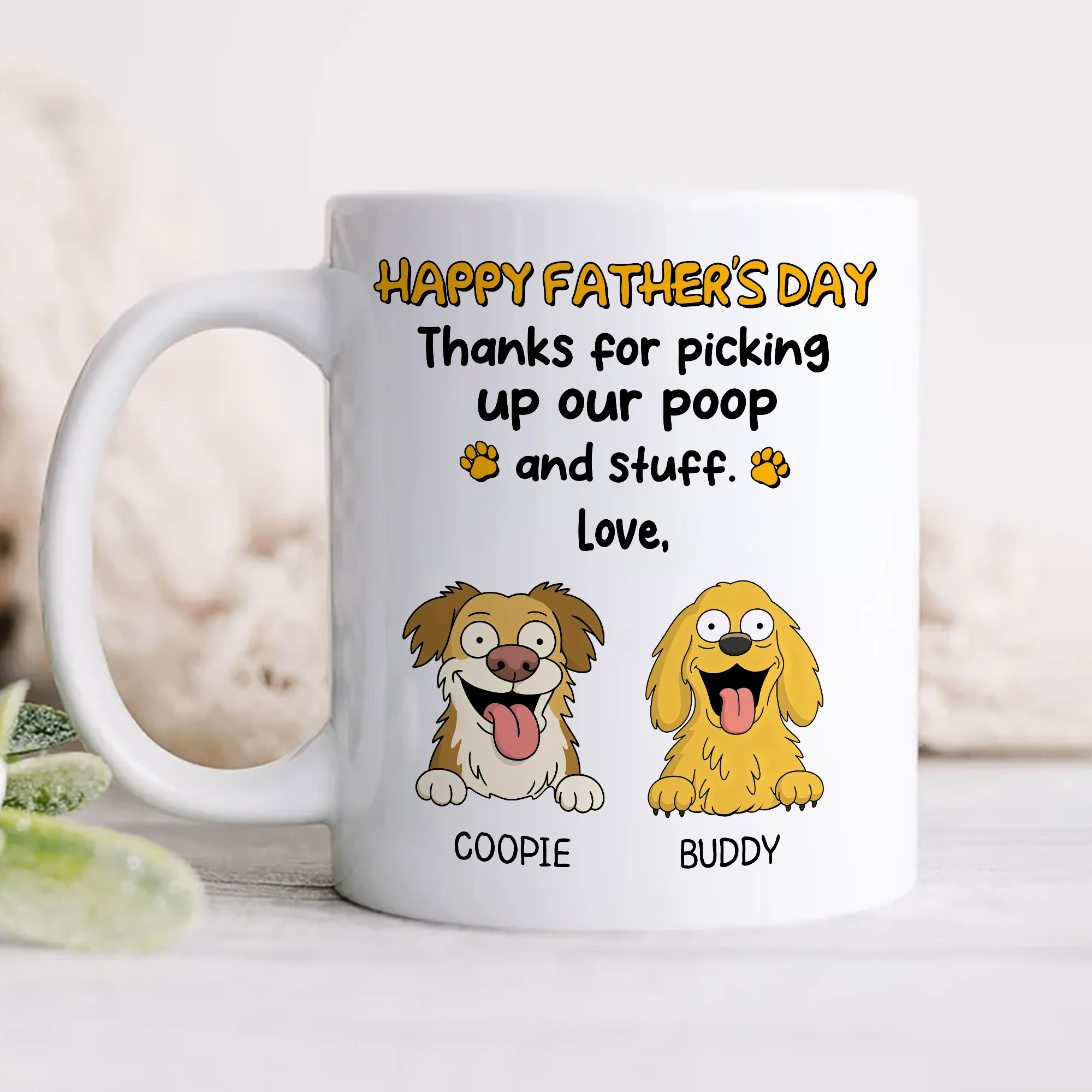 Thank For Picking Up Our Poop Dog White Mug Funny Personalized Gift For Father's Day HO82 893692 - Image 2