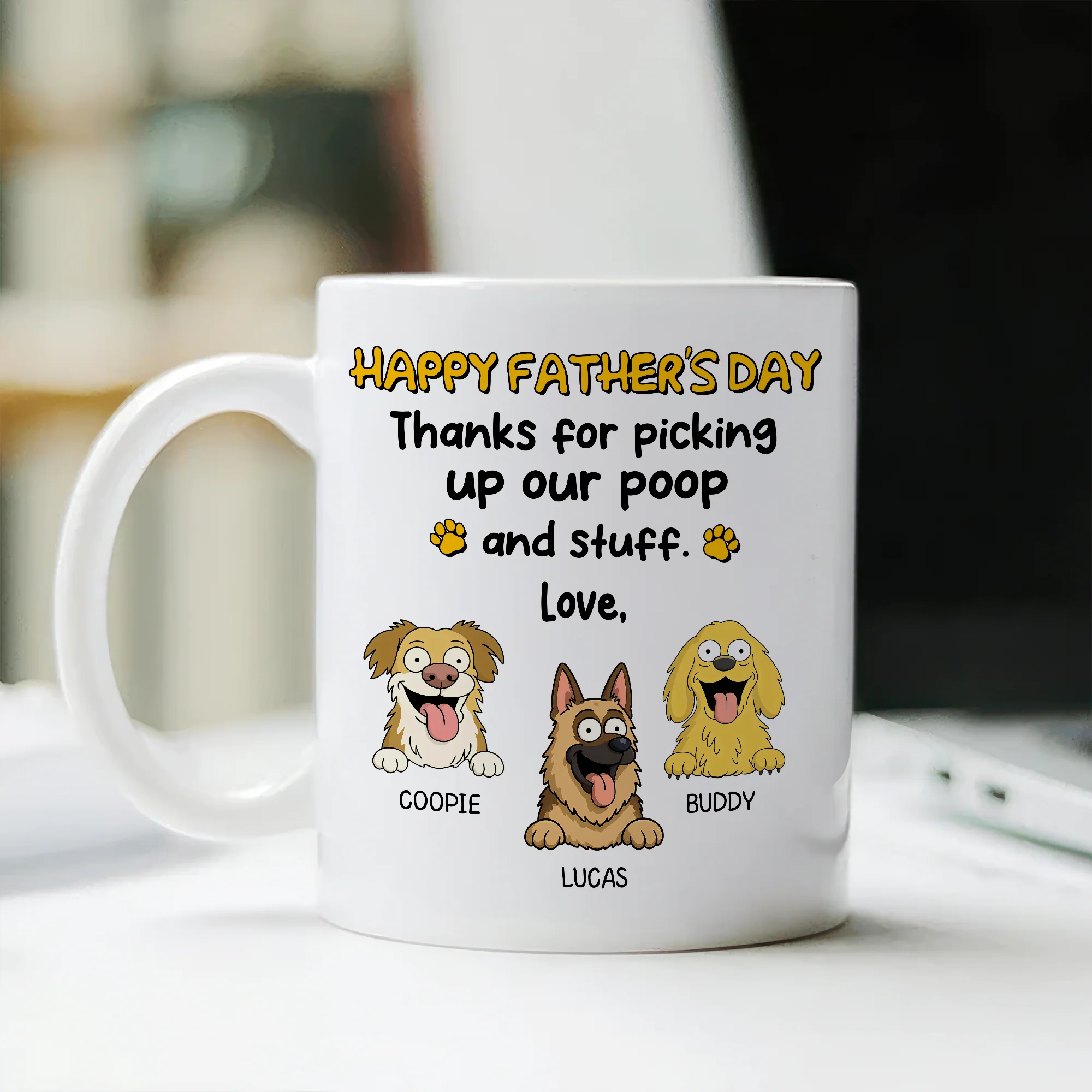 Thank For Picking Up Our Poop Dog White Mug Funny Personalized Gift For Father's Day HO82 893692 - Image 5