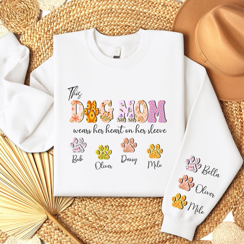This Dog Mom Wears Her Heart On Her Sleeve Sweatshirt Personalized Gift TA29 890128 - Image 3