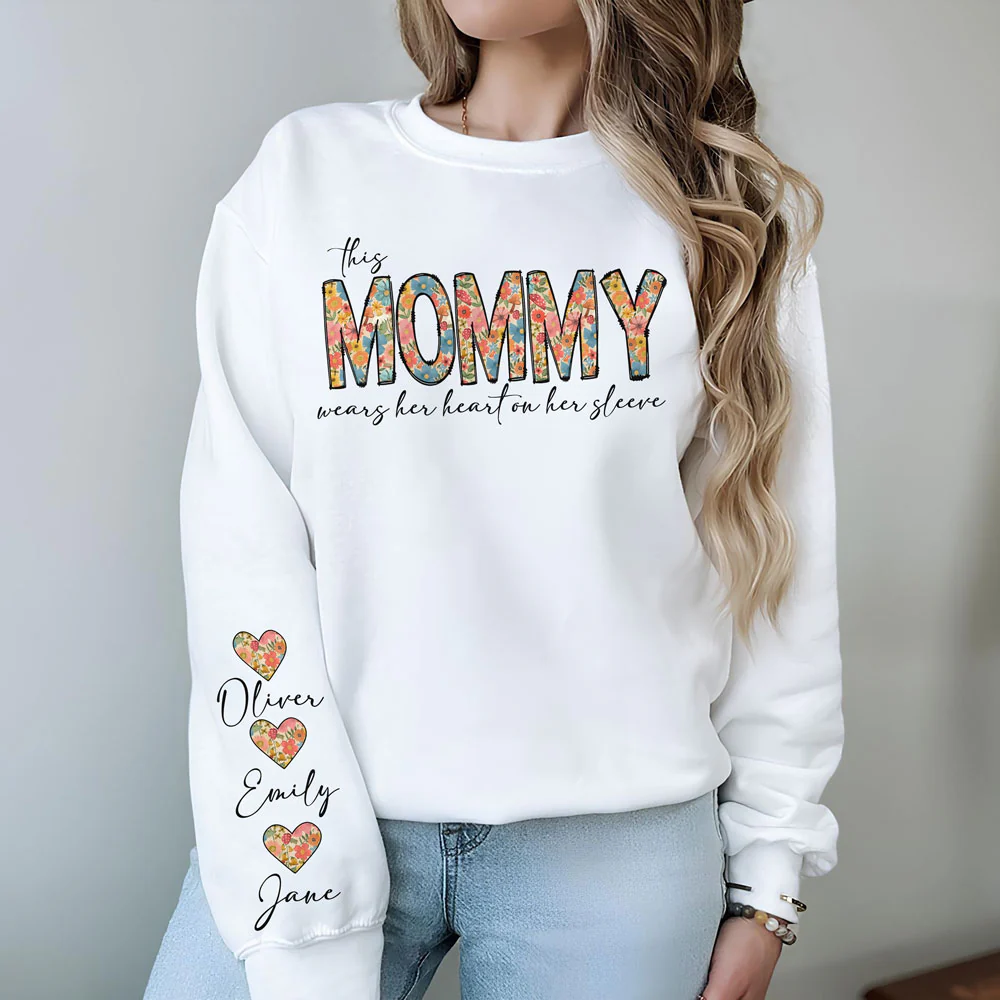This Grandma Wears Her Heart On Her Sleeve Sweatshirt Personalized Gift For Mother's Day HO82 893630 - Image 4