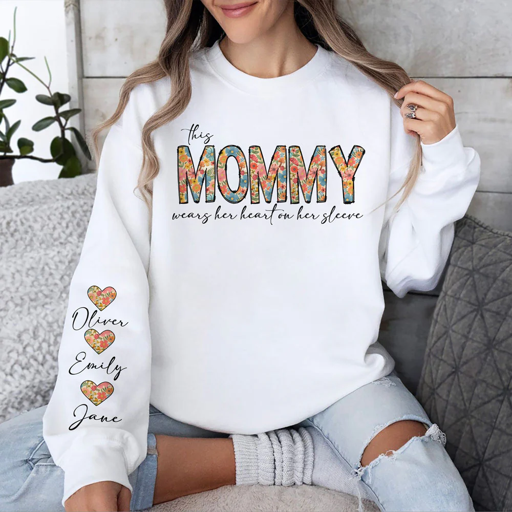 This Grandma Wears Her Heart On Her Sleeve Sweatshirt Personalized Gift For Mother's Day HO82 893630 - Image 6