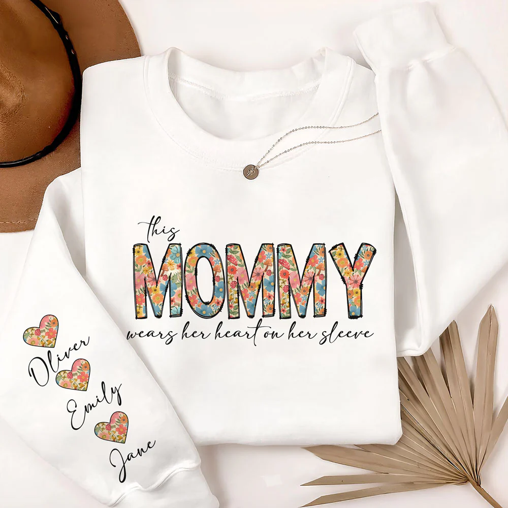 This Grandma Wears Her Heart On Her Sleeve Sweatshirt Personalized Gift For Mother's Day HO82 893630 - Image 7