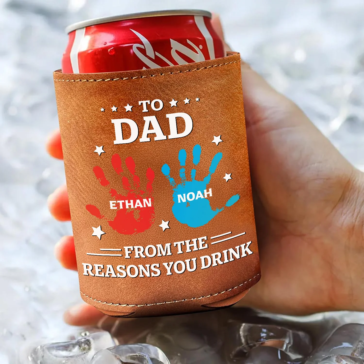 To Dad From The Reasons You Drink Family Leather Can Cooler Holder Gift For Dad HO82 894110 - Image 3