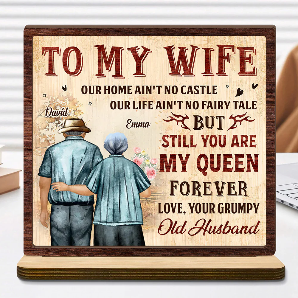 To My Queen 2-Layer Standing Wooden Plaque Personalized Gift For Couple, Wife HO82 894498 - Image 2