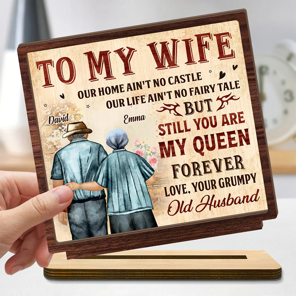 To My Queen 2-Layer Standing Wooden Plaque Personalized Gift For Couple, Wife HO82 894498 - Image 3