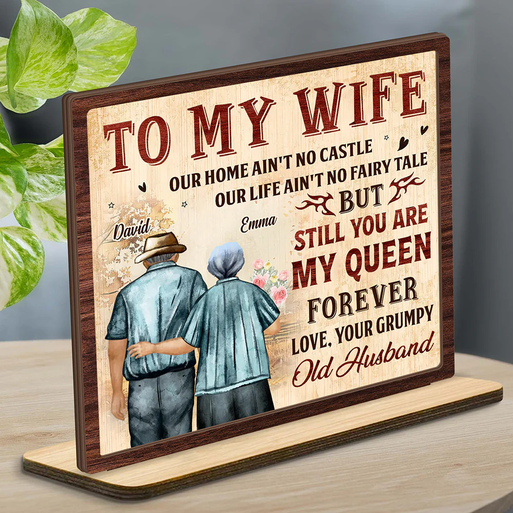 To My Queen 2-Layer Standing Wooden Plaque Personalized Gift For Couple, Wife HO82 894498 - Image 4