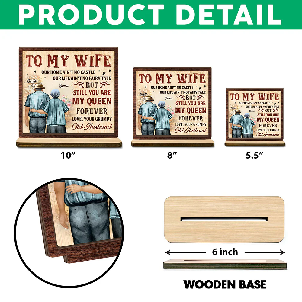To My Queen 2-Layer Standing Wooden Plaque Personalized Gift For Couple, Wife HO82 894498 - Image 6