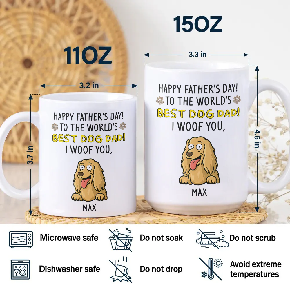 To The World Best Dog Dad White Mug Personalized Gift For Father's Day HO82 893710 - Image 6