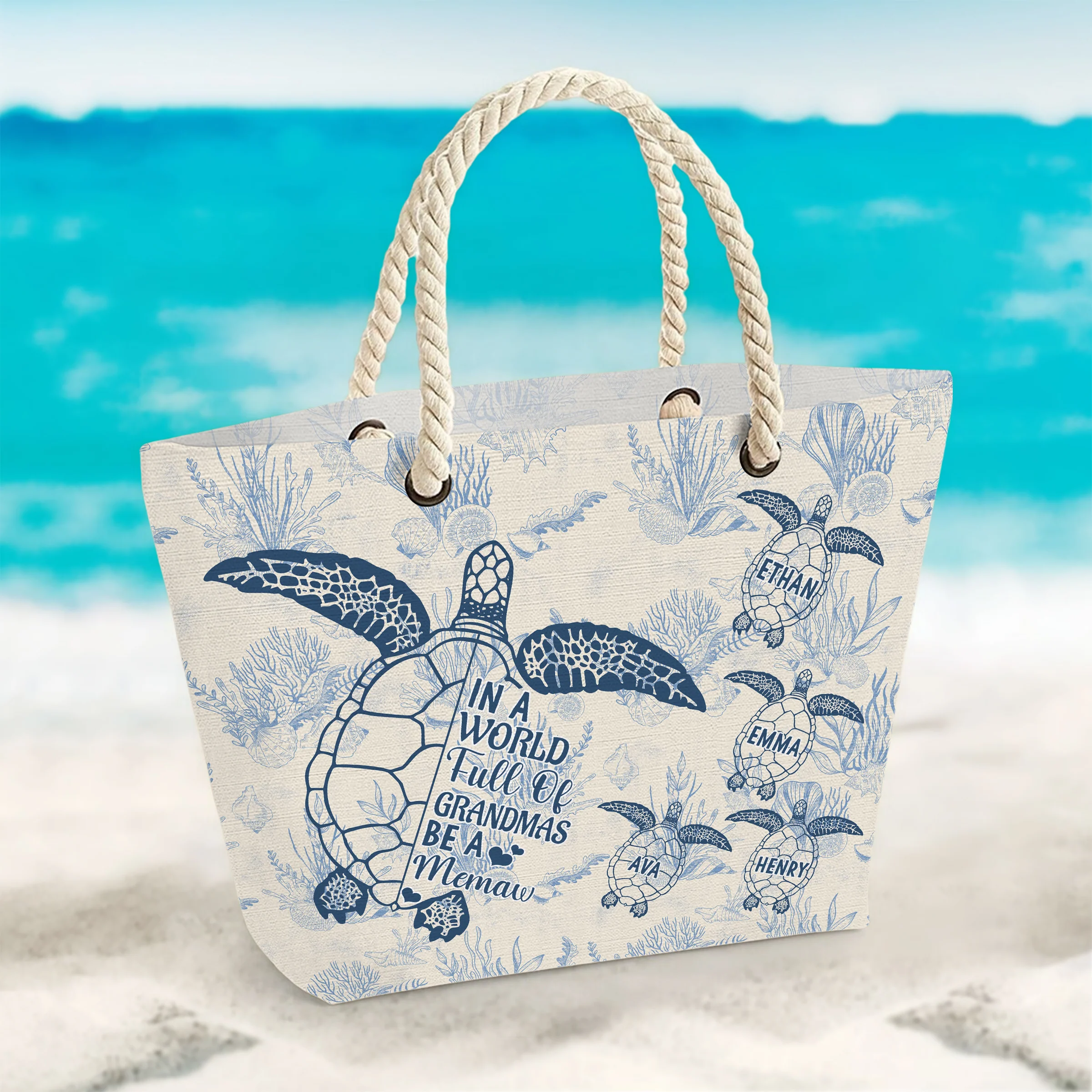 Toile De Jouy World Full Of Grandmas Beach Bag Personalized Gift For Family HO82 894846 - Image 2