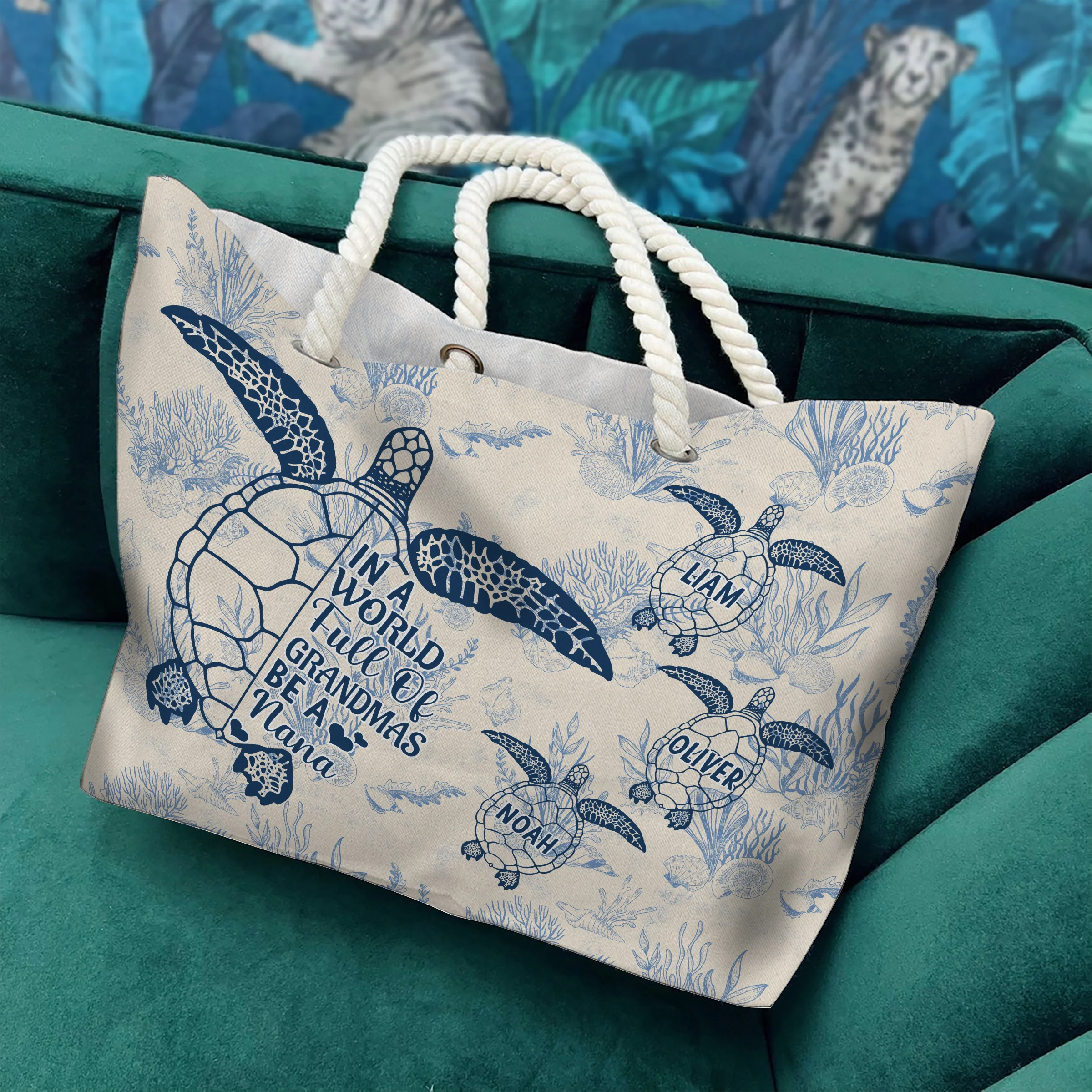 Toile De Jouy World Full Of Grandmas Beach Bag Personalized Gift For Family HO82 894846 - Image 3