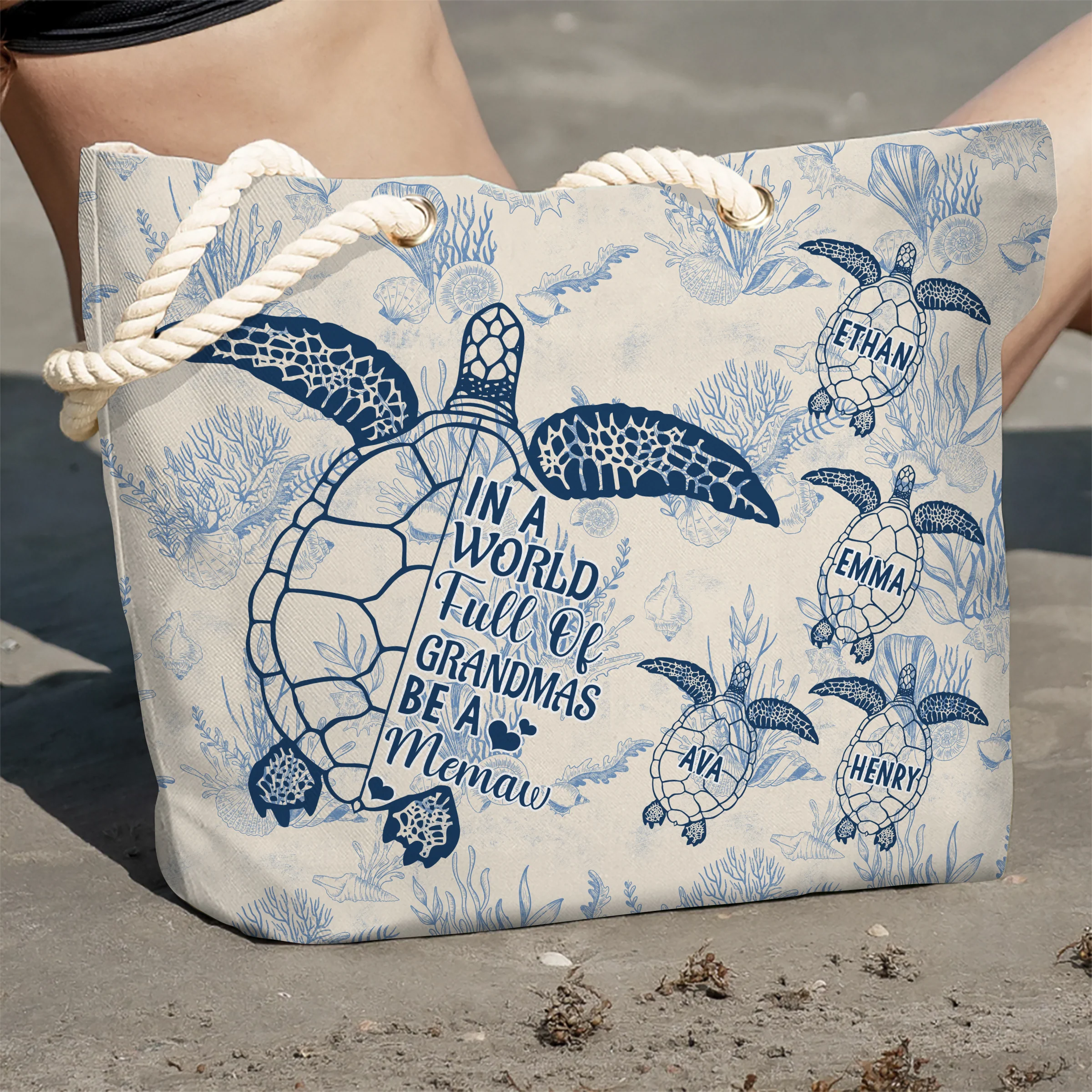 Toile De Jouy World Full Of Grandmas Beach Bag Personalized Gift For Family HO82 894846 - Image 4