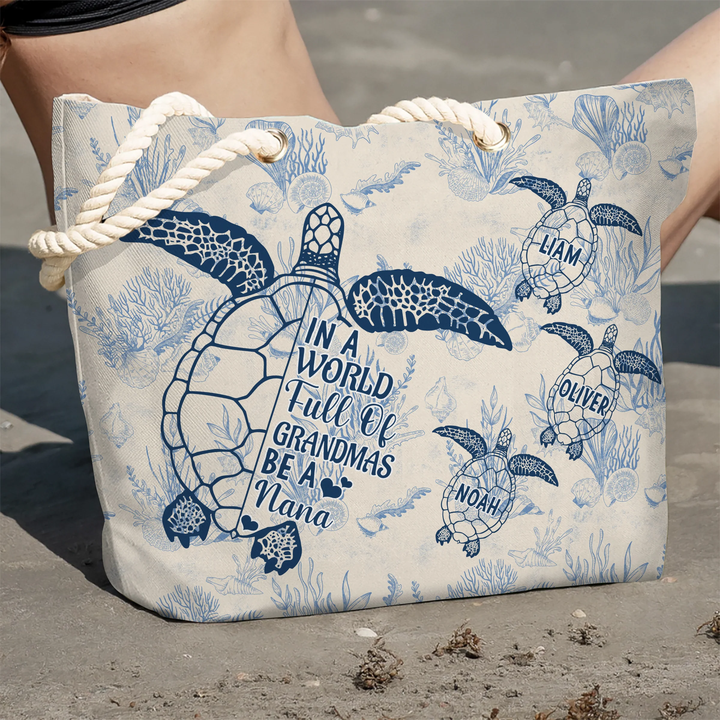 Toile De Jouy World Full Of Grandmas Beach Bag Personalized Gift For Family HO82 894846 - Image 6