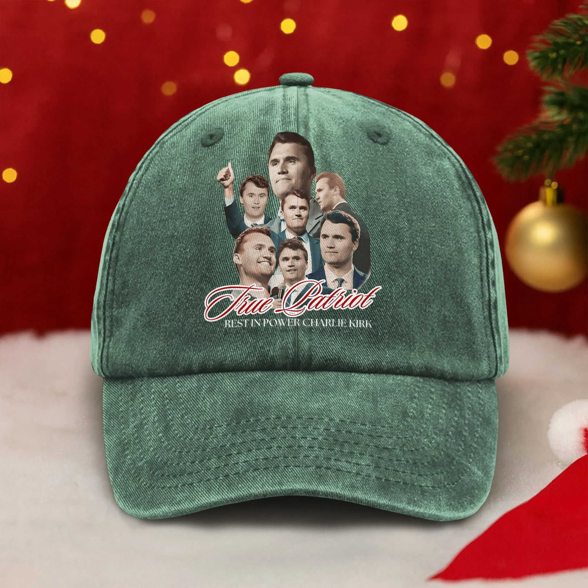 True Patriot Rest In Power Charlie Kirk Washed Denim Baseball Cap HO82 65814 - Image 3