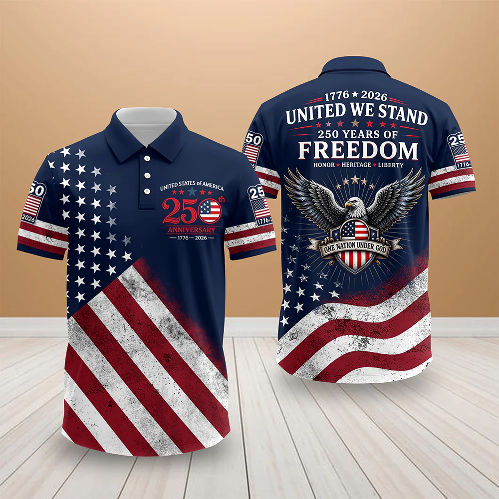 United Stated Of America Anniversary 250th 1776–2026 Anniversary Patriotic Polo Shirt HO82 902788 - Image 8