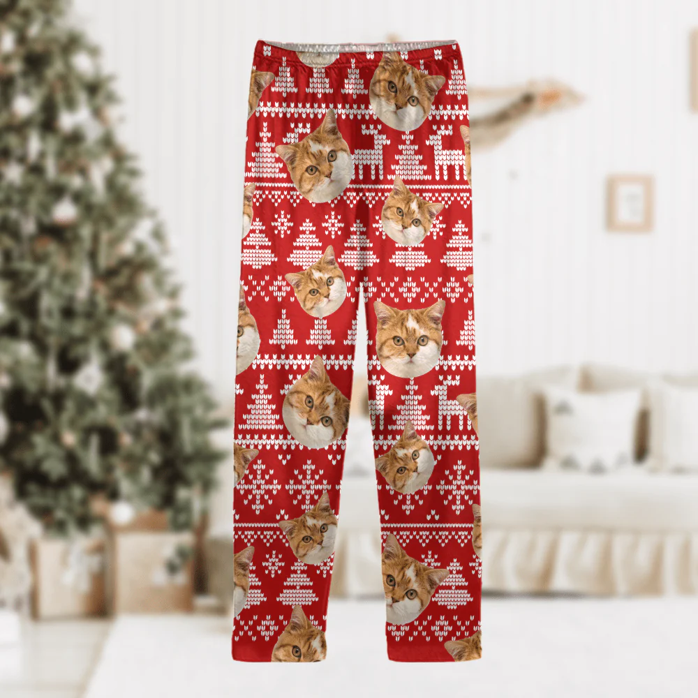 Upload Cat Photo Christmas Matching Collared Pajamas N304 889870 - Image 4
