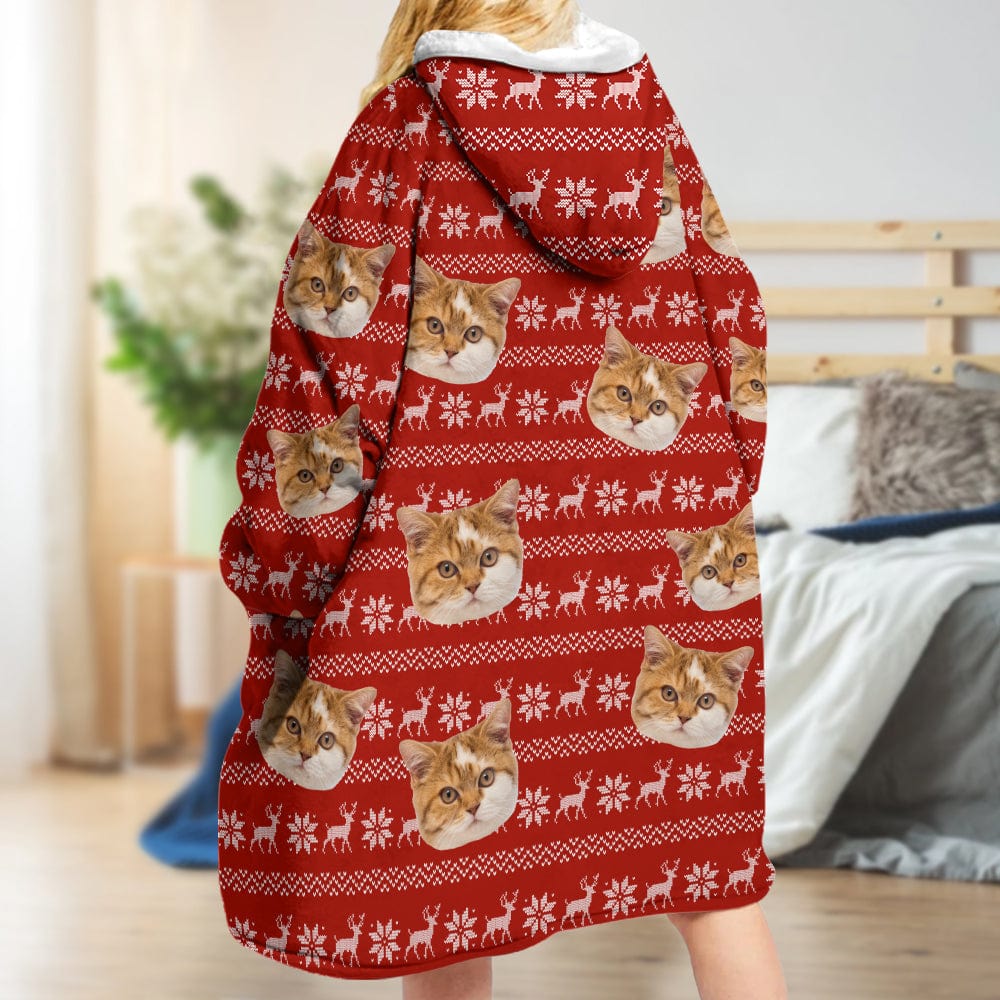 Upload Cat Photo With Pattern Hoodie Blanket N304 889356 - Image 2