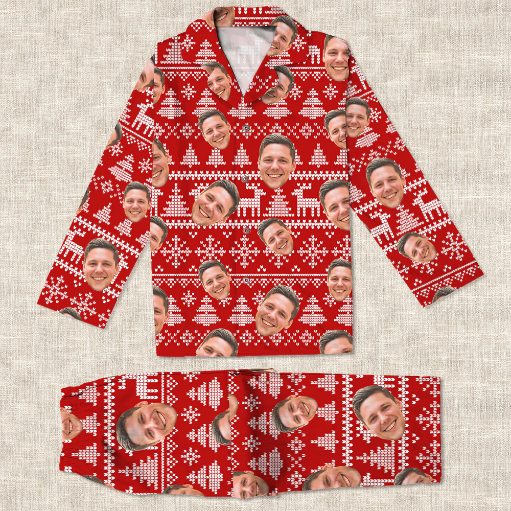Upload Human Face Photo Christmas Matching Collared Pajamas N304 889872 - Image 2