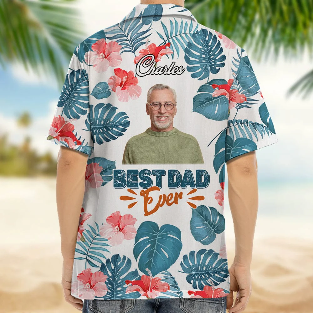Upload Photo Best Dad Ever Men's Hawaii Shirt TA29 889378 - Image 2