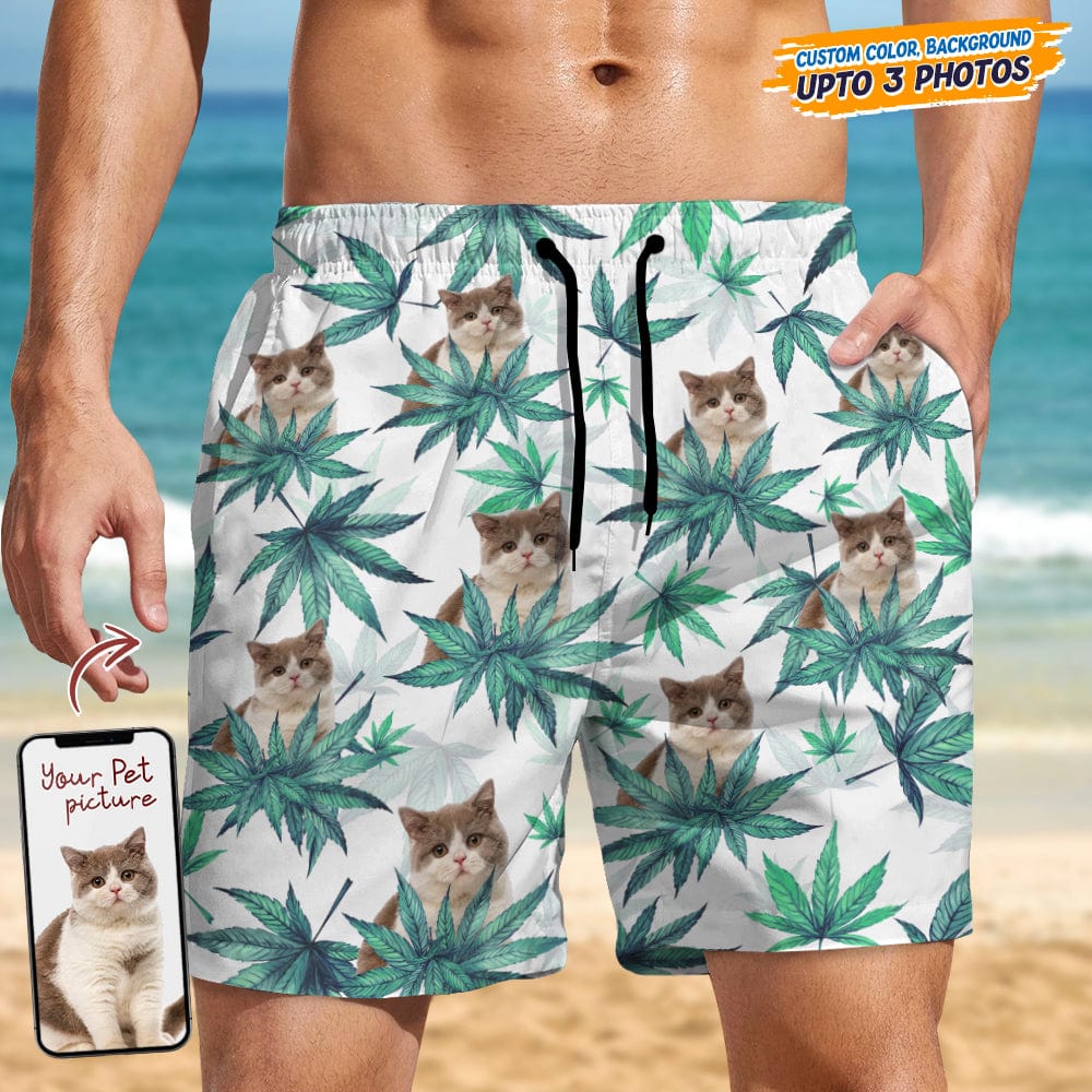 Upload Photo I Like Cats And Weed Beach Short TA29 889298