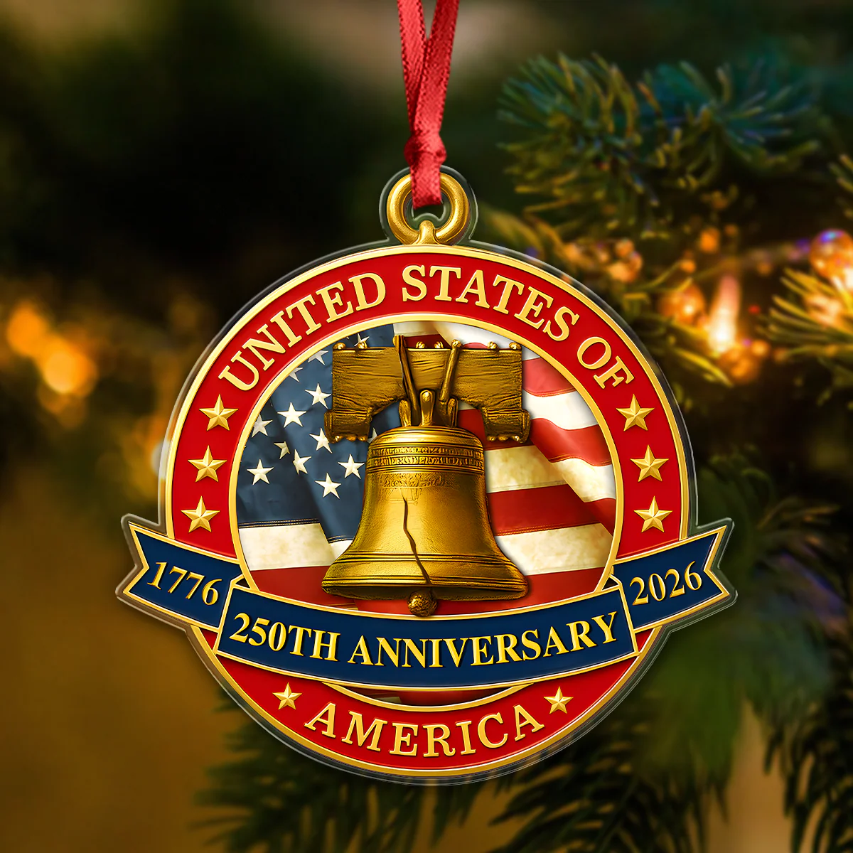 USA 250th Anniversary Liberty Bell Semiquincentennial Acrylic Ornament HO82 900370 - Image 3