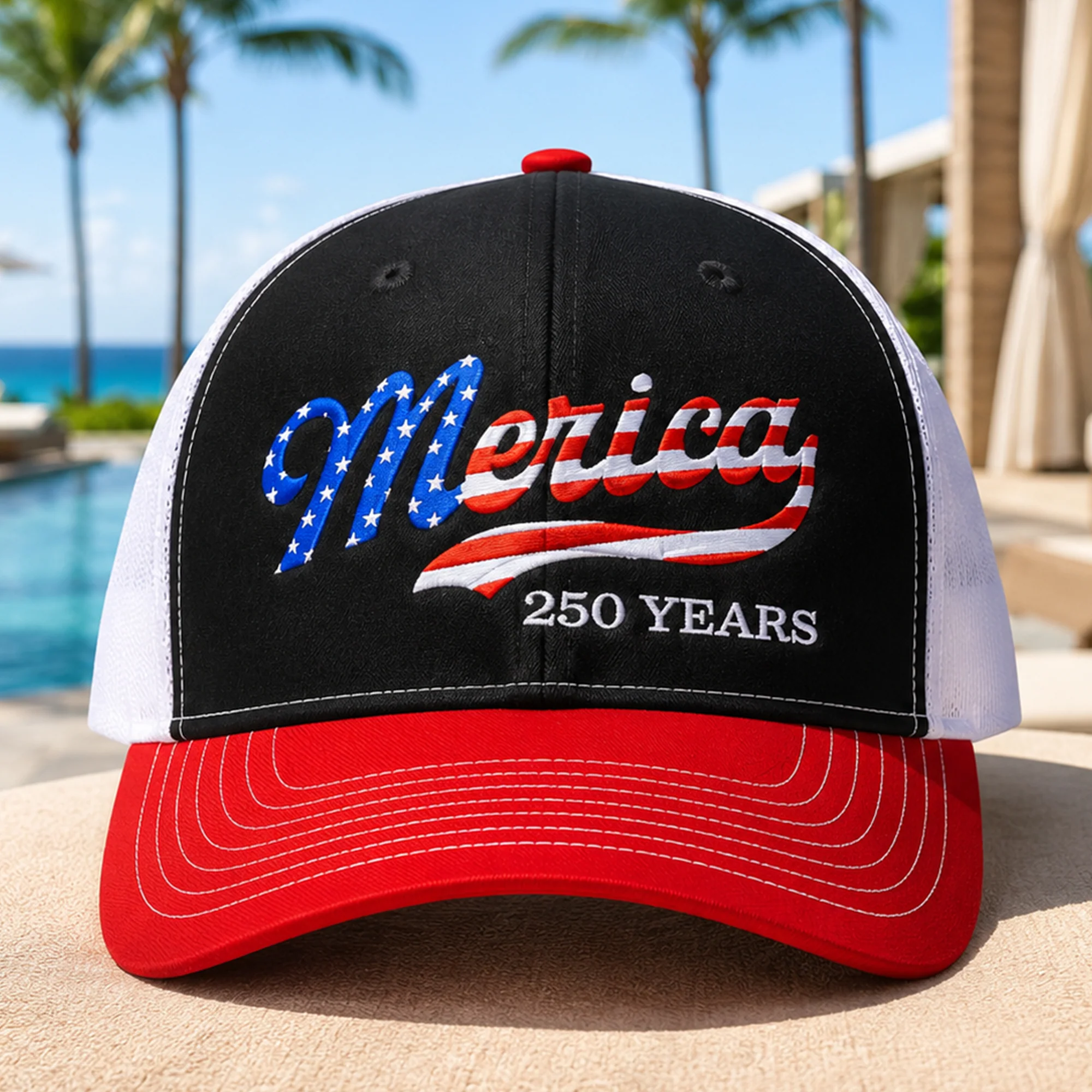 USA Patriotic Merica 250 Years Embroidered Trucker Hat HO82 902720 - Image 2