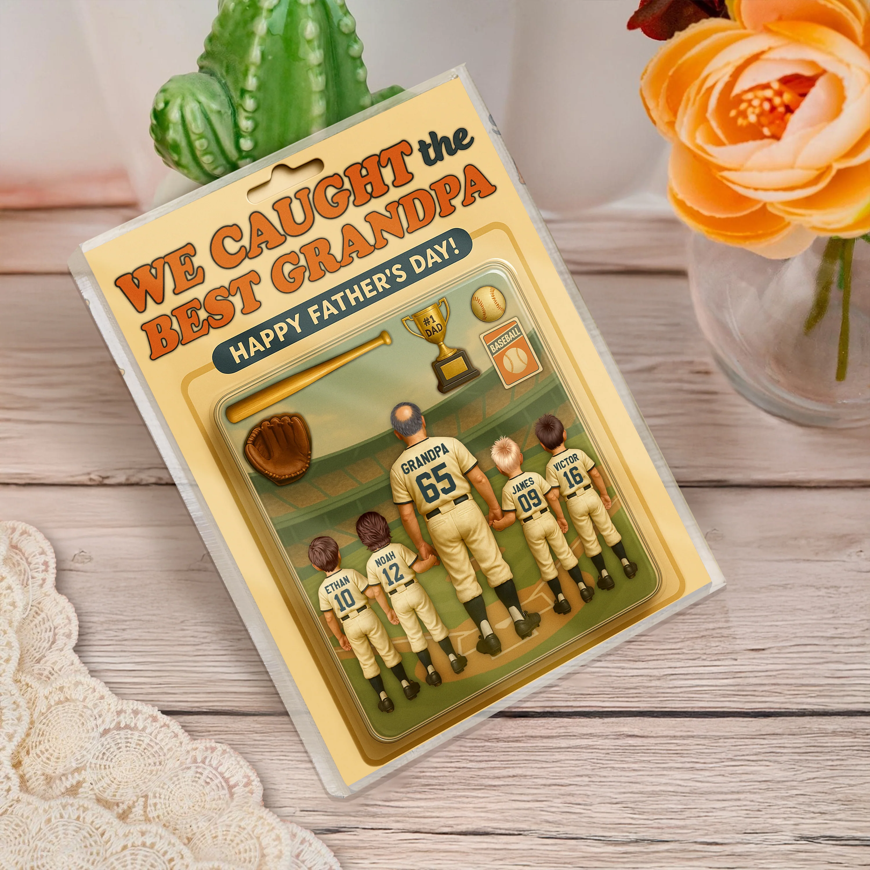 We Caught the Best Dad Baseball Figure Acrylic Block Plaque Personalized Gift For Father's Day HO82 893810 - Image 5