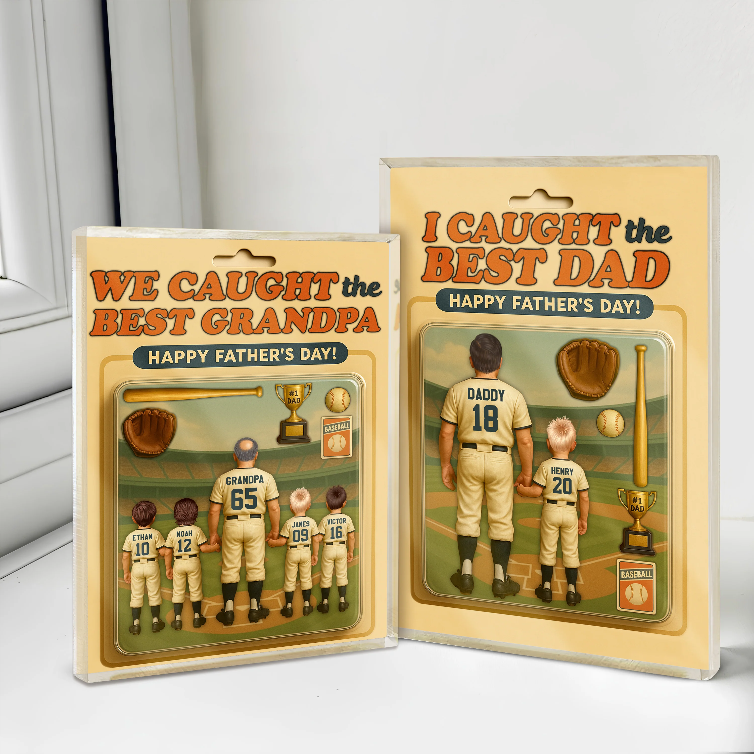 We Caught the Best Dad Baseball Figure Acrylic Block Plaque Personalized Gift For Father's Day HO82 893810 - Image 6