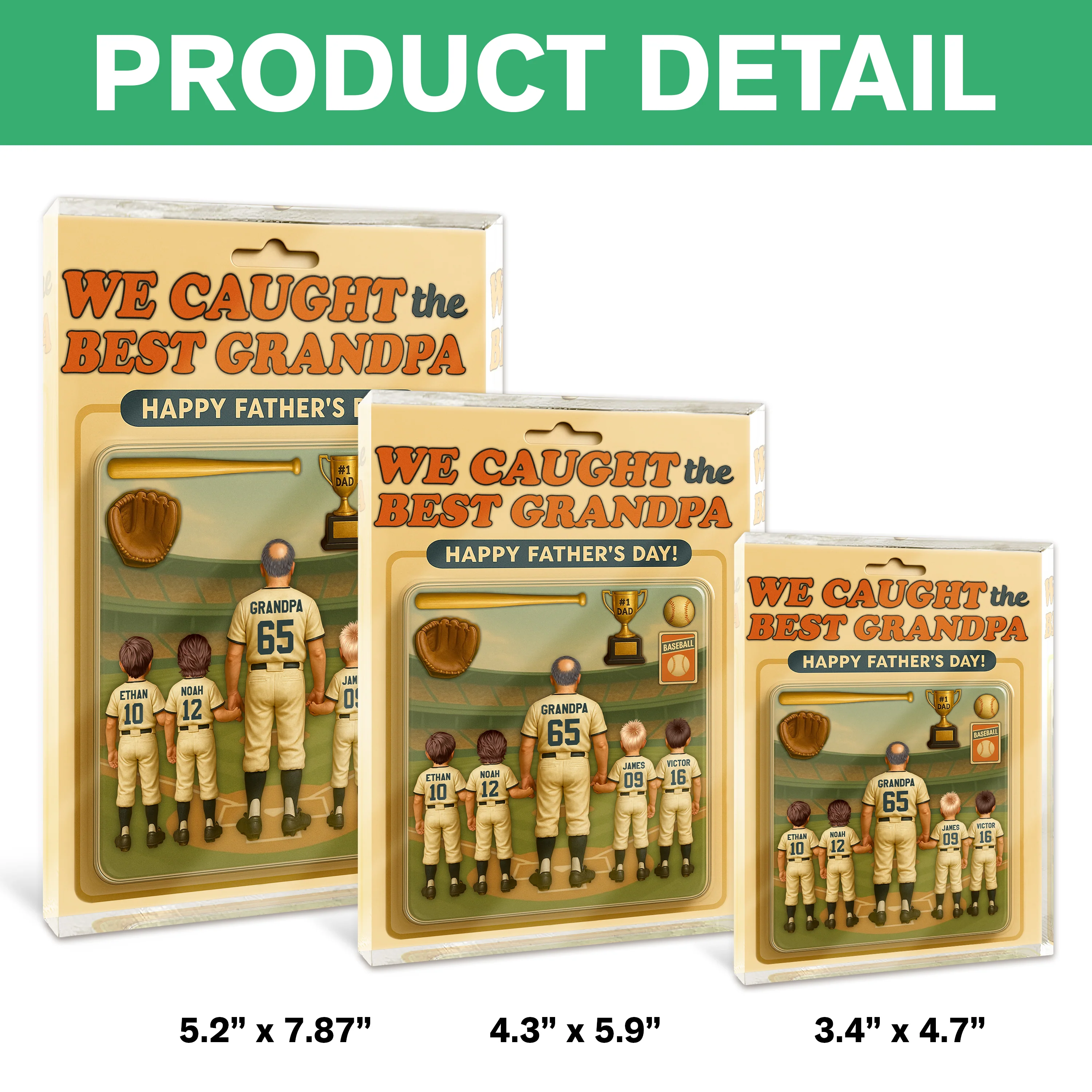 We Caught the Best Dad Baseball Figure Acrylic Block Plaque Personalized Gift For Father's Day HO82 893810 - Image 7