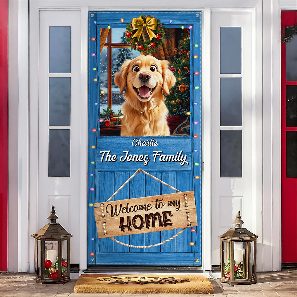Welcome To Our Home Peeking Pets Door Cover Personalized Gift For Dog Lovers HO82 900242 - Image 2