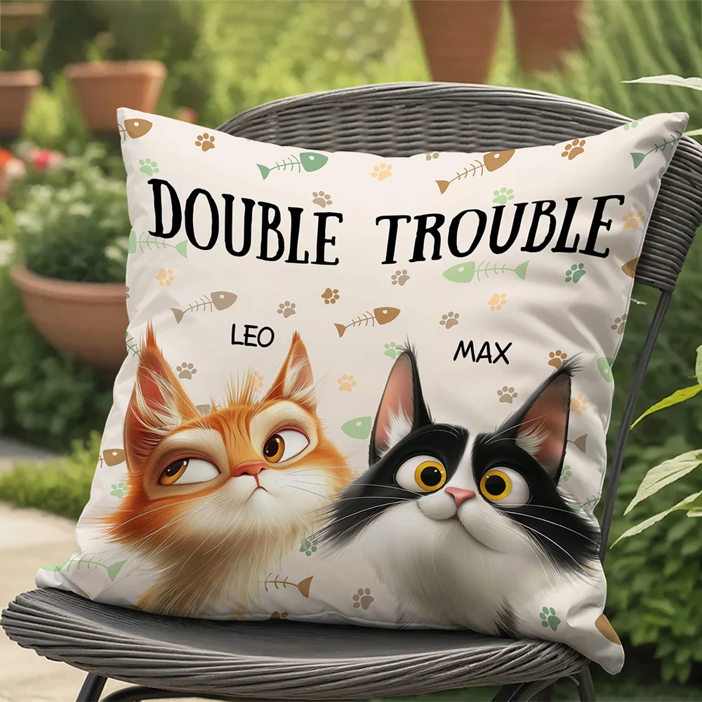 We're The Trouble Cat Pillow Personalized Gift HO82 893516 - Image 2