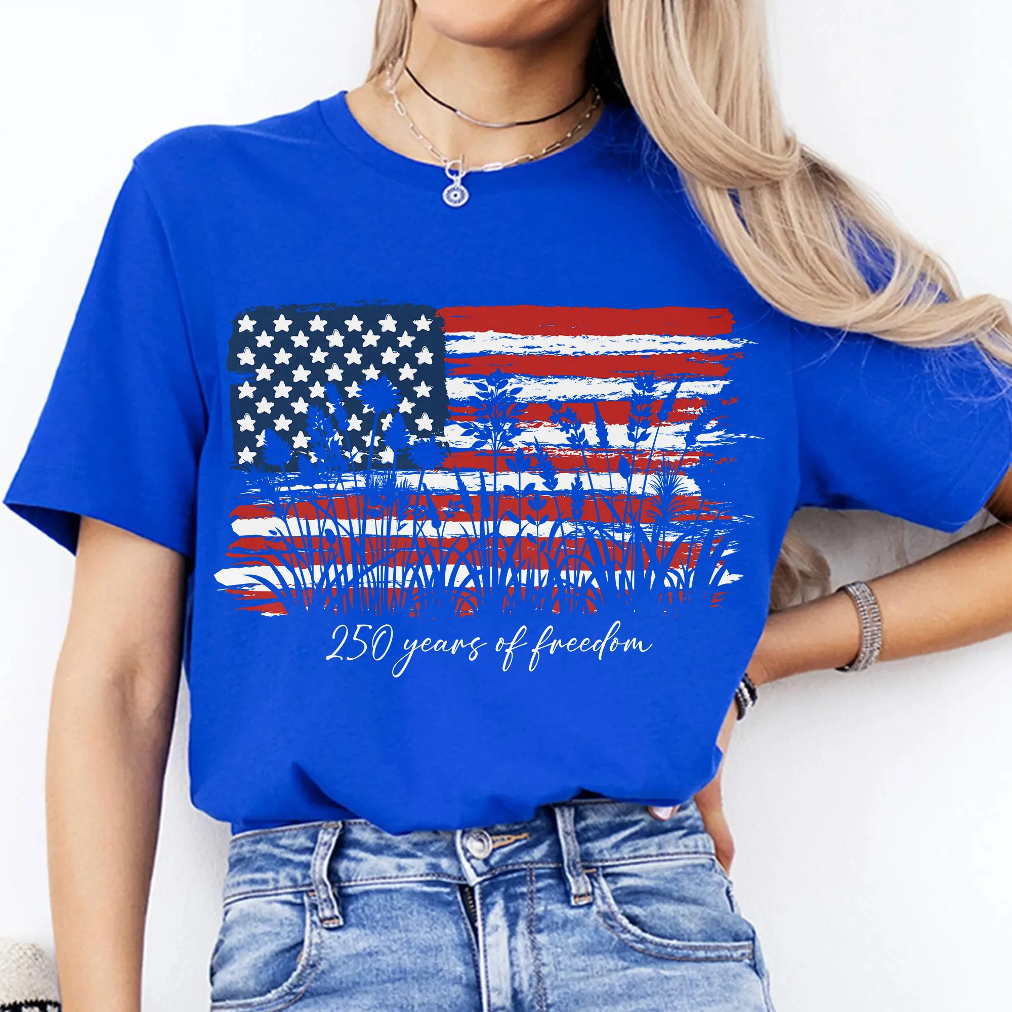 Wildflower 250 Years of Freedom Floral Patriotic Dark Shirt HO82 902716 - Image 3