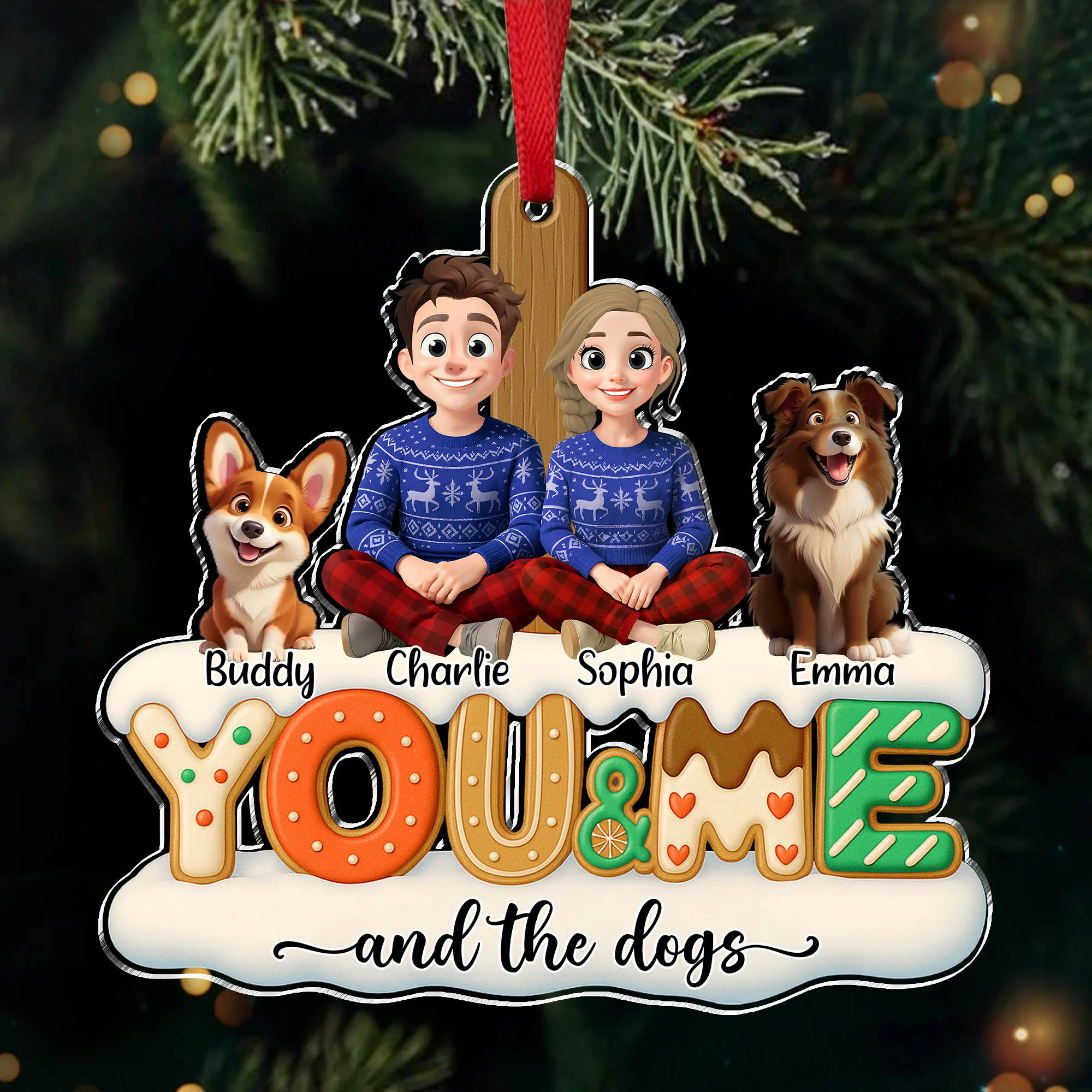 You & Me And Lovely Dog Acrylic Ornament Personalized Gift For Dog Lovers HO82 900216 - Image 2