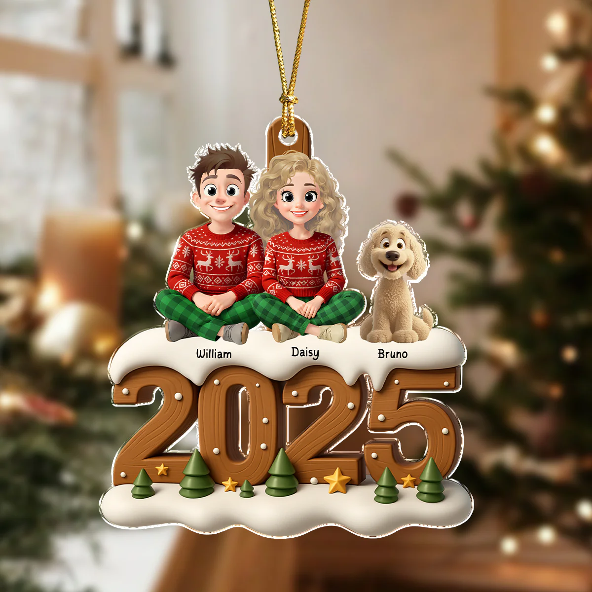 You & Me And The Dog Cozy Xmas Crew Acrylic Ornament Personalized Gift For Christmas HO82 900114 - Image 3