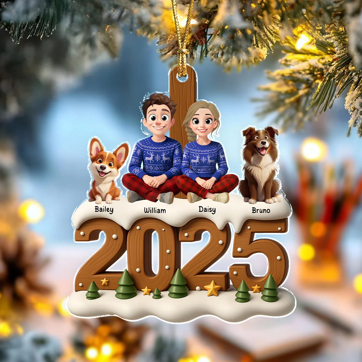 You & Me And The Dog Cozy Xmas Crew Acrylic Ornament Personalized Gift For Christmas HO82 900114 - Image 4