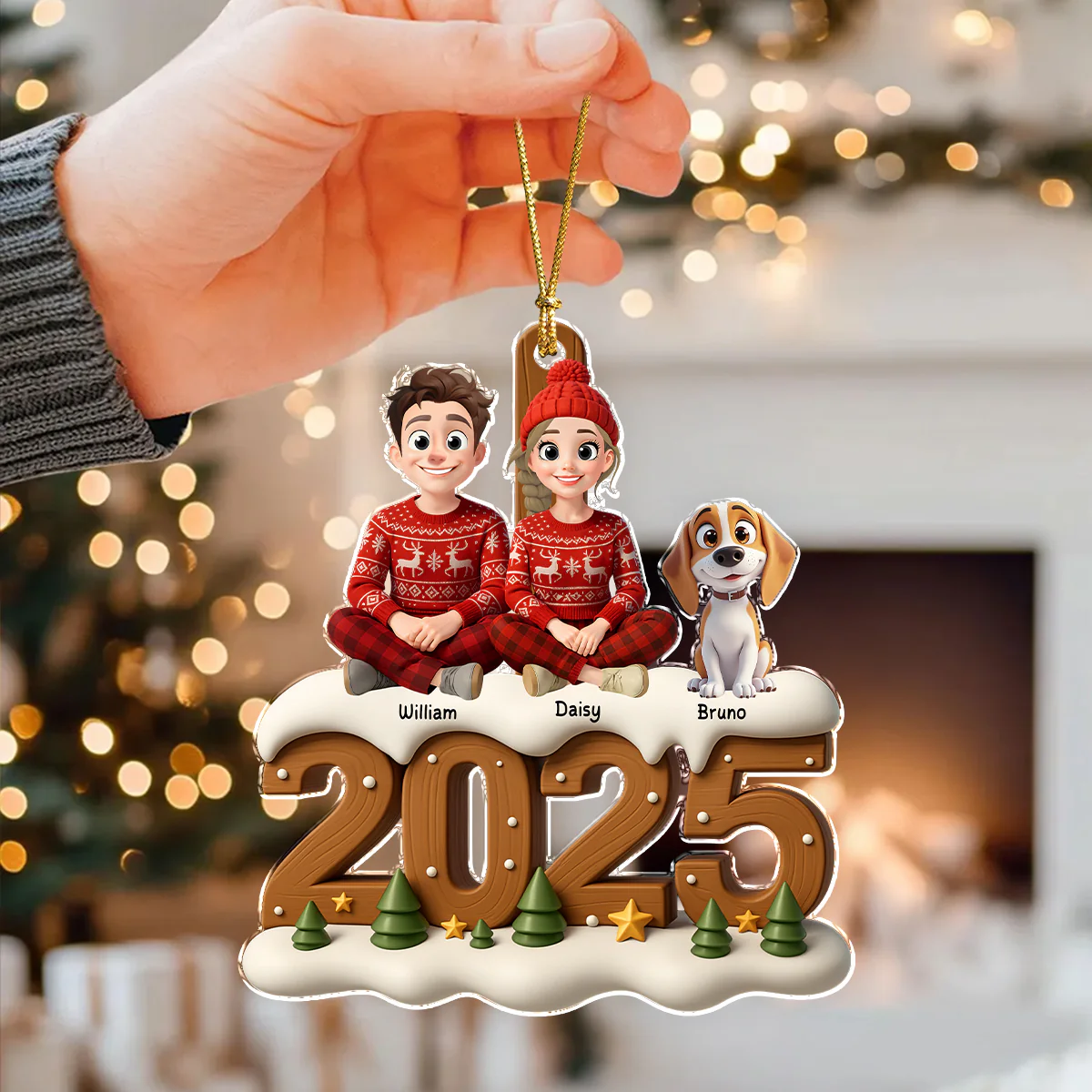 You & Me And The Dog Cozy Xmas Crew Acrylic Ornament Personalized Gift For Christmas HO82 900114 - Image 5