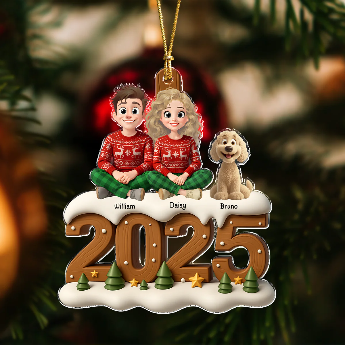 You & Me And The Dog Cozy Xmas Crew Acrylic Ornament Personalized Gift For Christmas HO82 900114 - Image 7