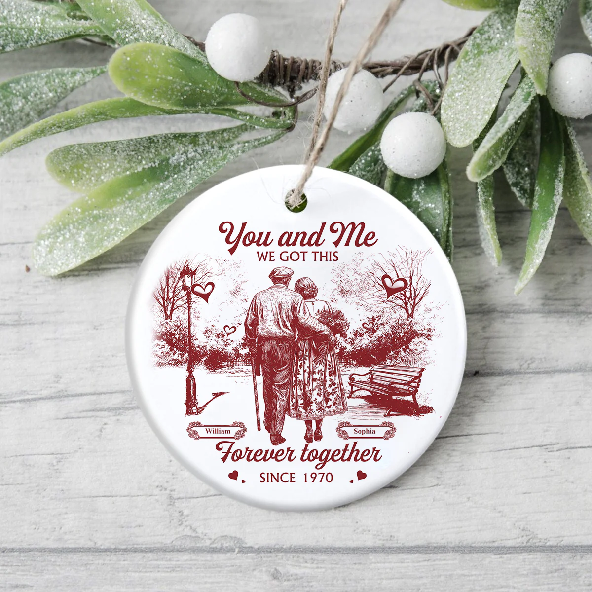 You & Me We Got This Couple Toile De Jouy Ceramic Ornament Personalized Gift For Couple, Wife, Husband HO82 894704 - Image 3