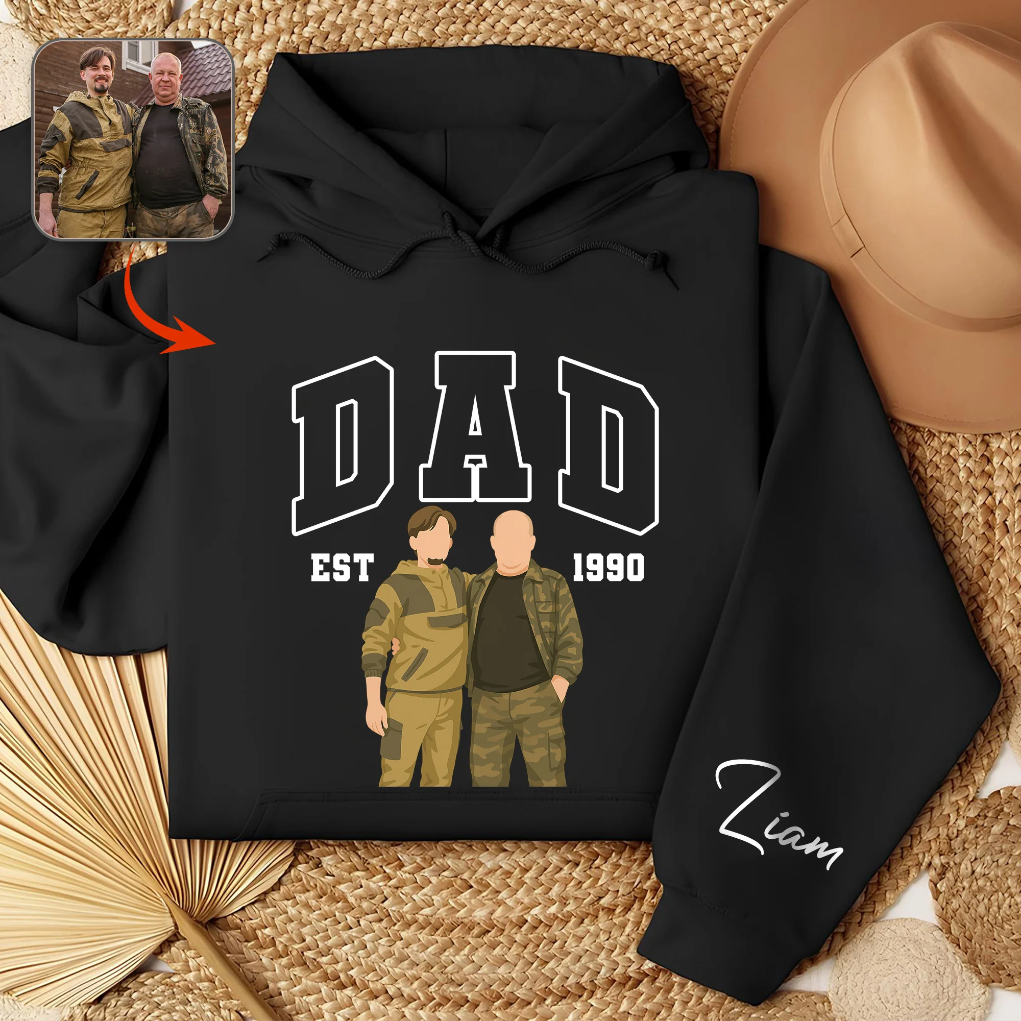 Custom Photo Dad With Daughter, Son Sweatshirt HO82 894170 - Image 4