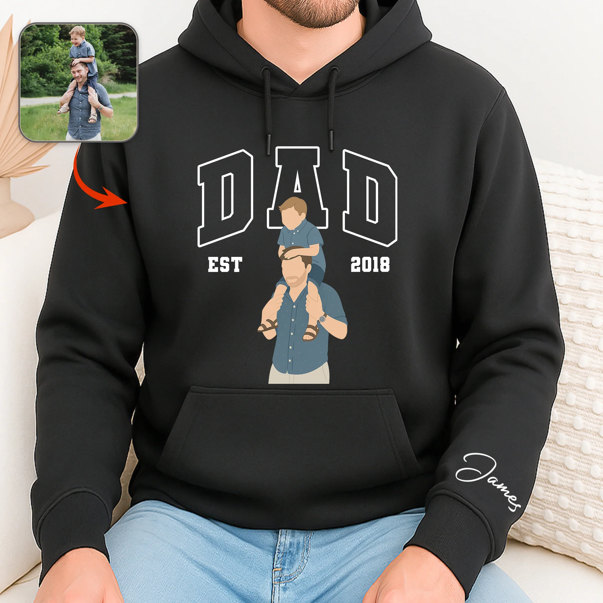 Custom Photo Dad With Daughter, Son Sweatshirt HO82 894170 - Image 6