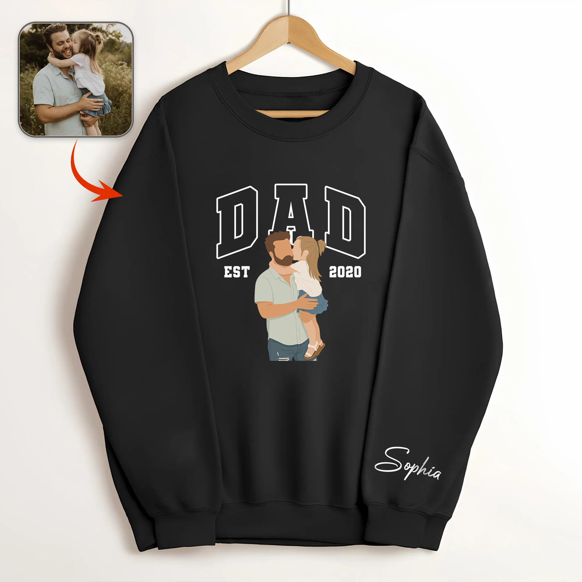 Custom Photo Dad With Daughter, Son Sweatshirt HO82 894170 - Image 8