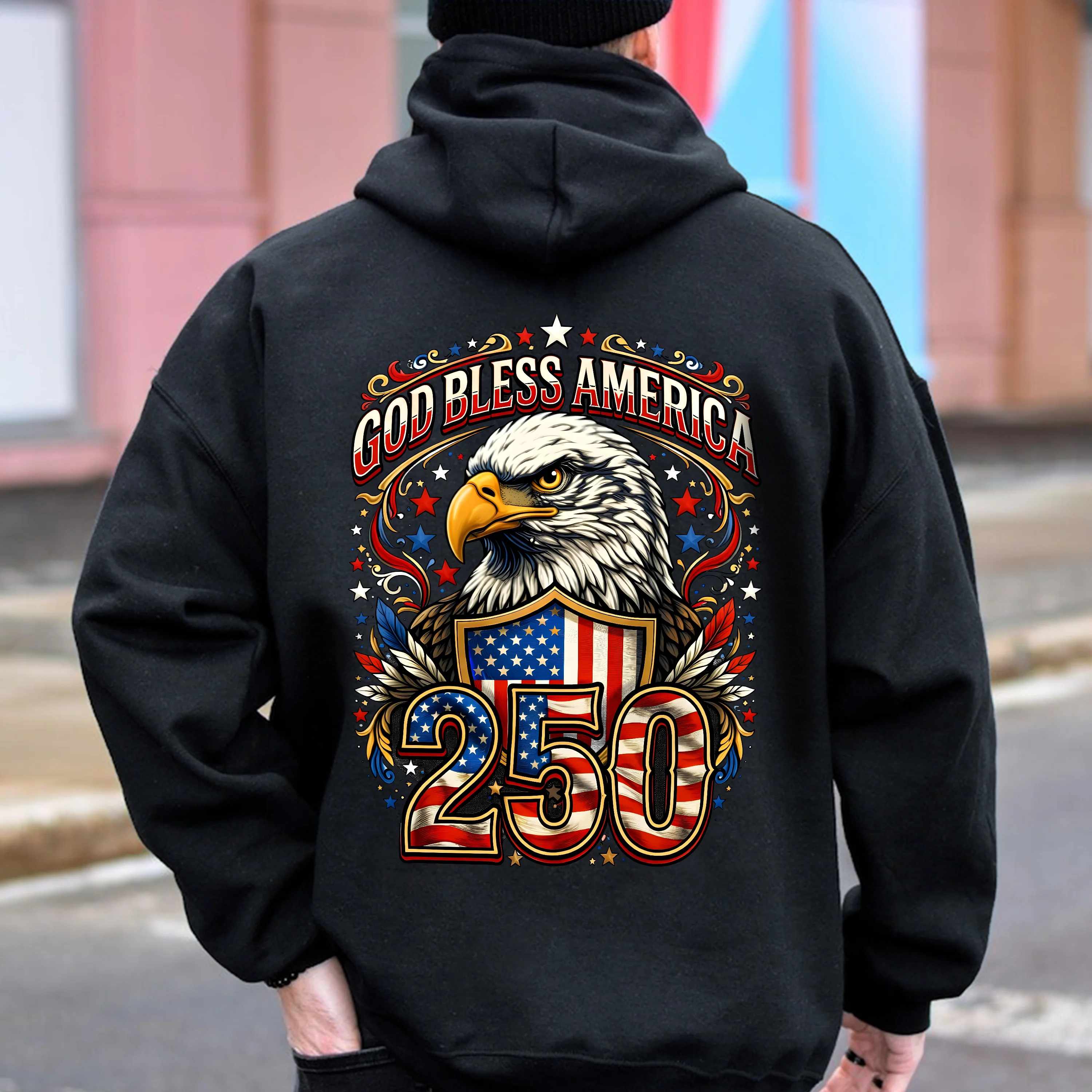Patriotic God Bless America Dark Shirt 250th Anniversary of America Back Shirt CH07 910966 - Image 4
