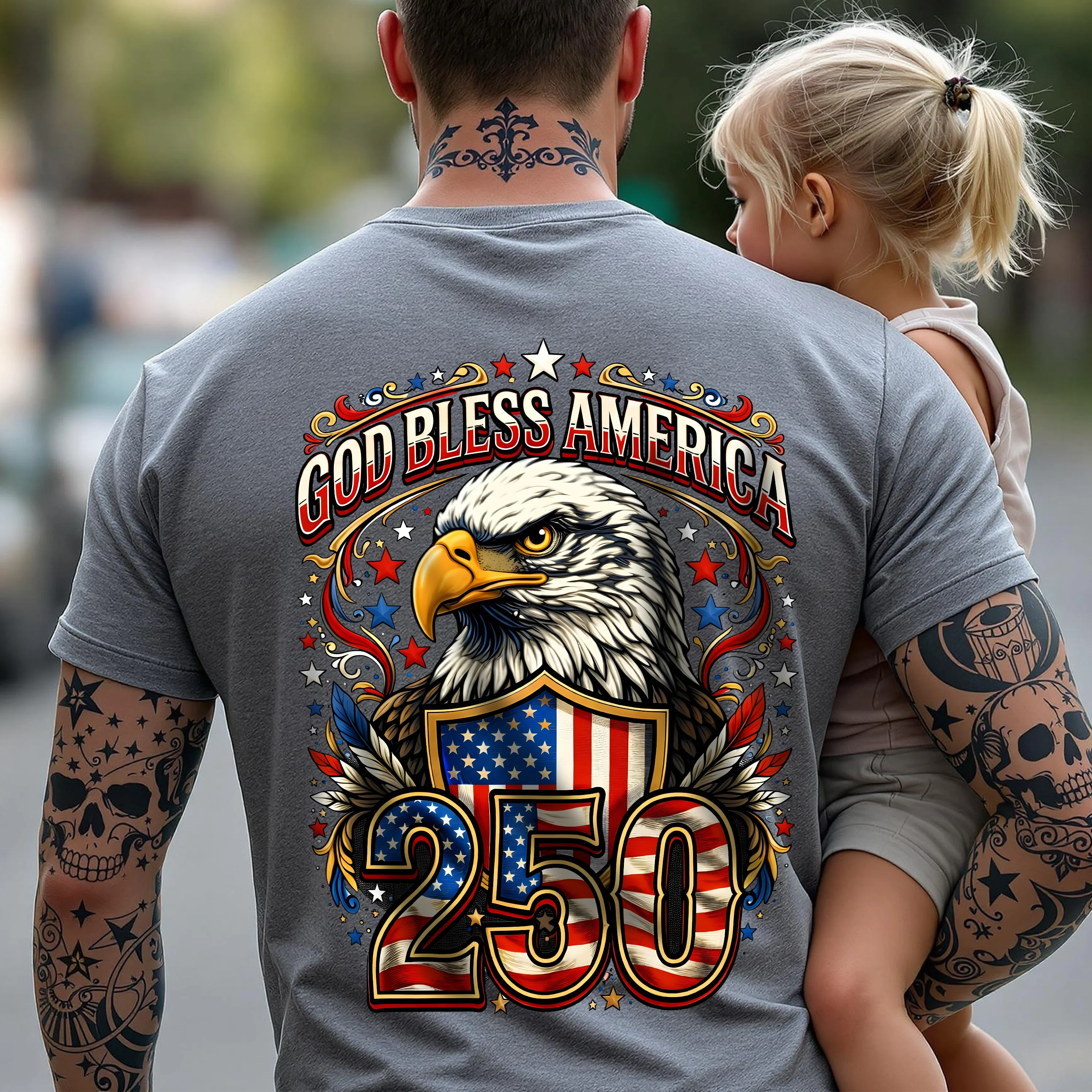 Patriotic God Bless America Dark Shirt 250th Anniversary of America Back Shirt CH07 910966 - Image 6
