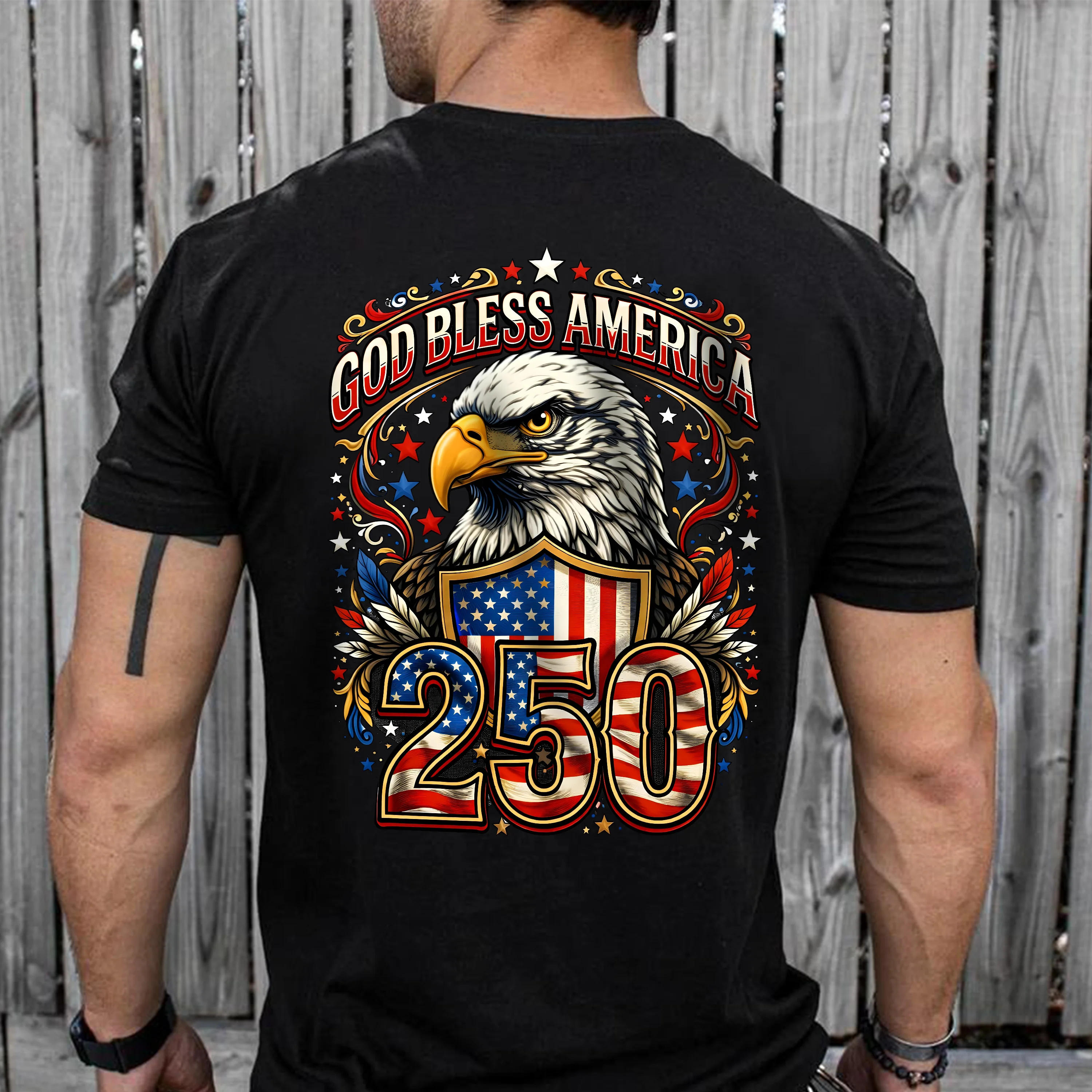 Patriotic God Bless America Dark Shirt 250th Anniversary of America Back Shirt CH07 910966 - Image 8