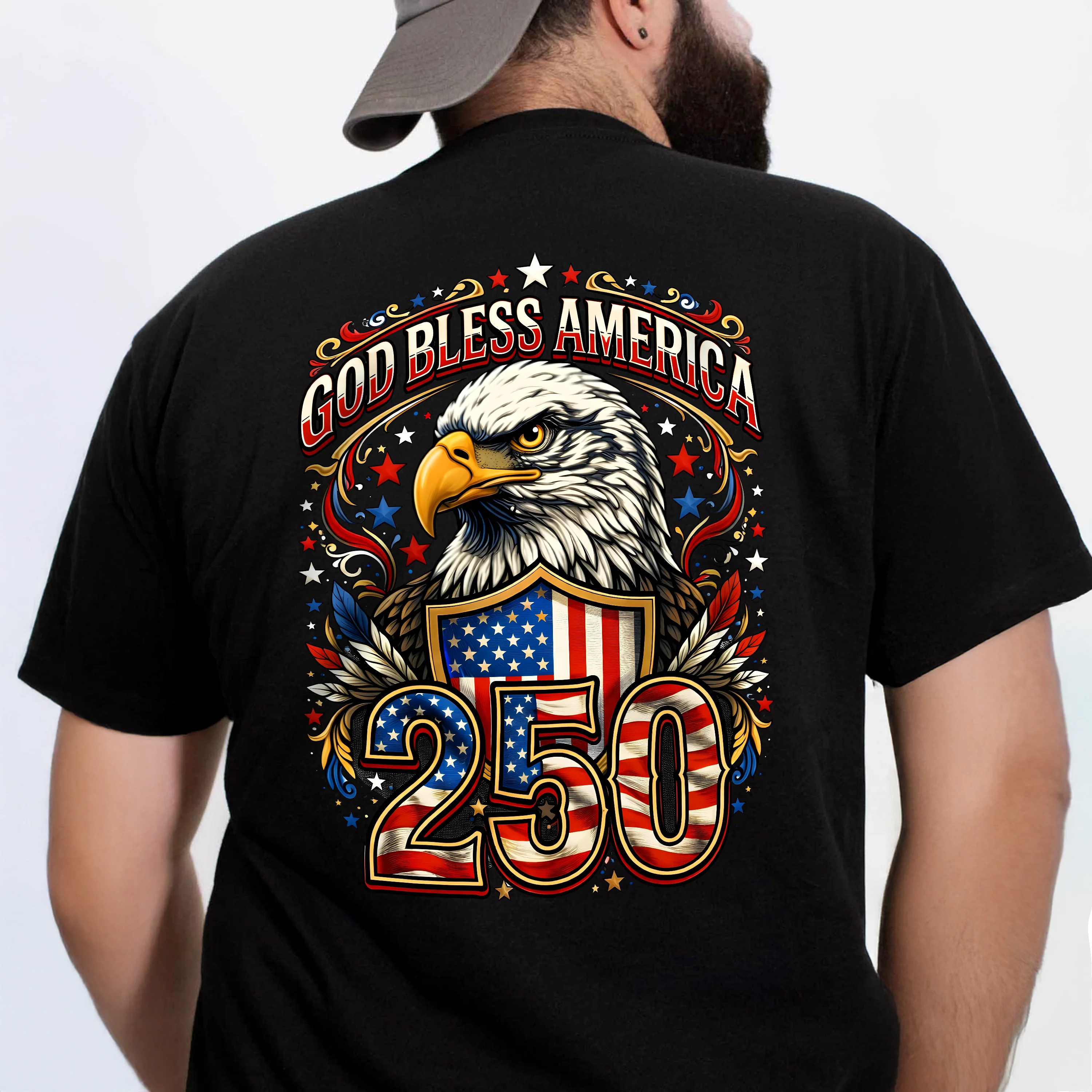 Patriotic God Bless America Dark Shirt 250th Anniversary of America Back Shirt CH07 910966 - Image 9