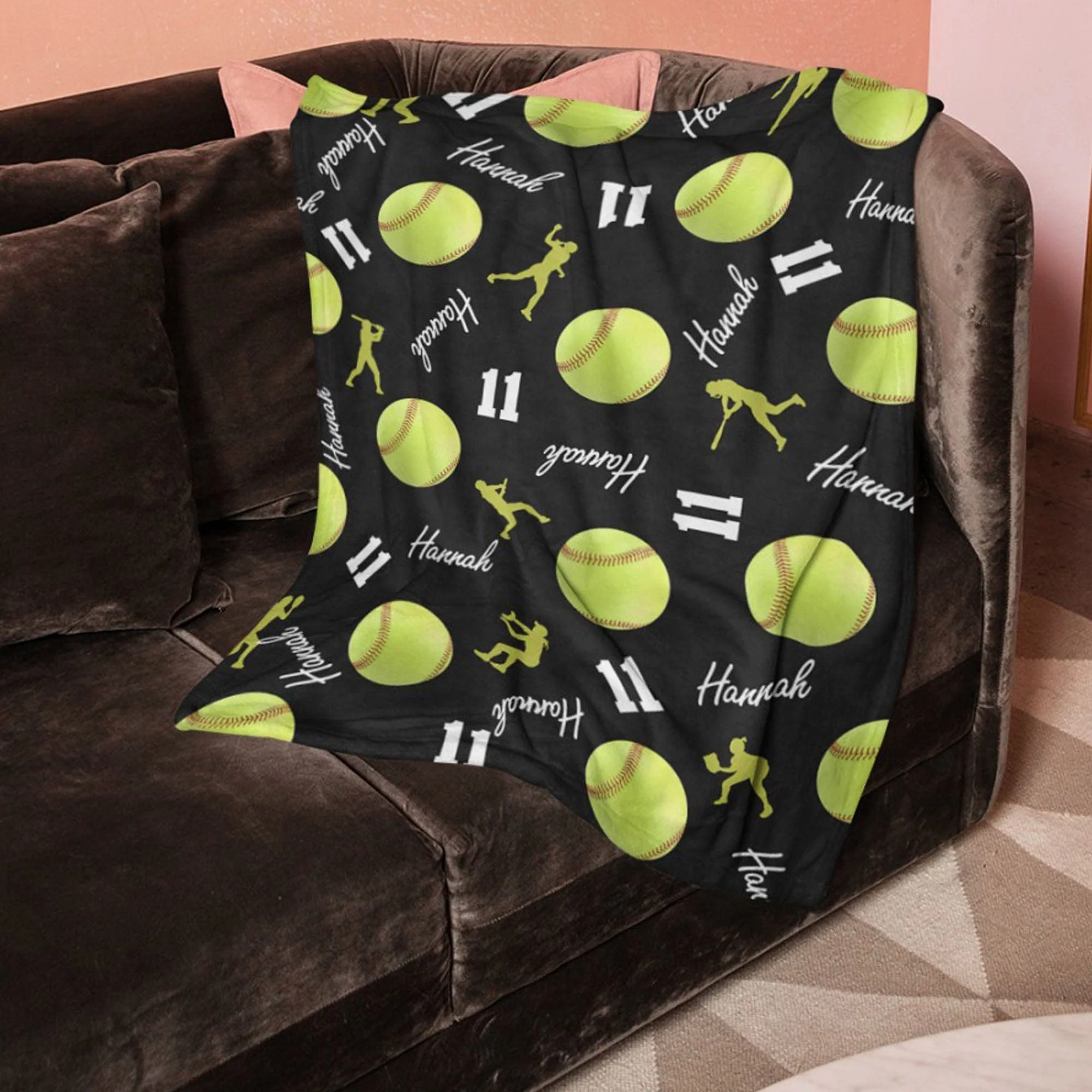 Personalized Custom Softball Collage Blanket H531 - Image 5